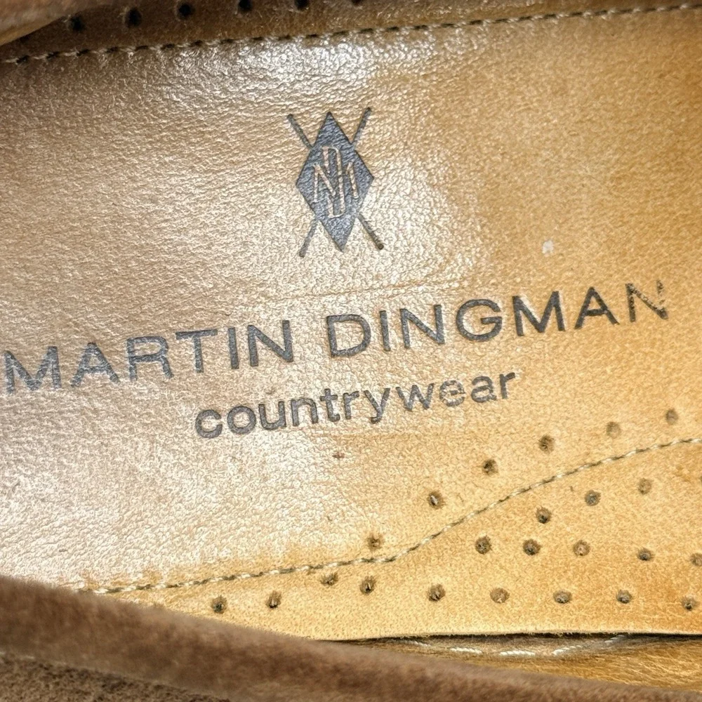 Martin Dingman Croc Embossed Suede Bit Loafers Mens 8.5 M Brown Cognac Driving